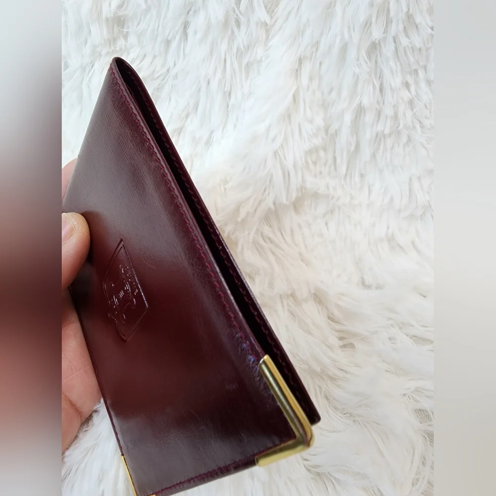 CELINE Burgundy/Red Leather Wallet with Gold Accents - Picture 15 of 15